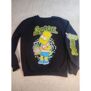 The Simpsons Bart Squishee Crewneck Sweatshirt Pullover Graphic Black Mens Large
